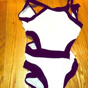 black and white cutout swimsuit